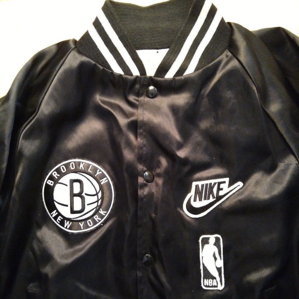 Vintageย 80s Brooklyn Nets Custom Satin BomberโJacket